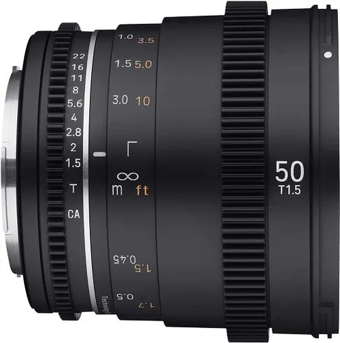 Miniatura 4 de Samyang Lente Cine de marco completo T1.5 VDSLR MK2 de 1.969 in para Canon RF, enfoque manual de alta velocidad, iris de 9 cuchillas, vidrio ultra