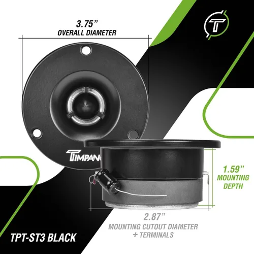 Miniatura 4 de Timpano TPT-ST3 Super Tweeter negro delgado, 600 vatios, 4 ohmios, 105 dB, bobina de voz de 1 pulgada, Tweeters Bala del sistema de sonido