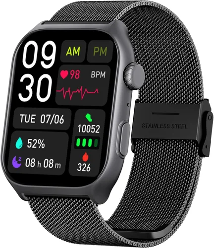 YMS Reloj inteligente Android para mujer, 2.0 pulgadas, IP68 impermeable, reloj de fitness con Bluetooth (respuesta/llamada), monitor de frecuencia