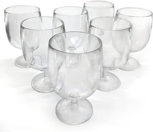 Lily's Home Juego de 8 copas de vino de plástico irrompibles, vasos apilables irrompibles de 12 onzas, copas reutilizables sin BPA para uso en