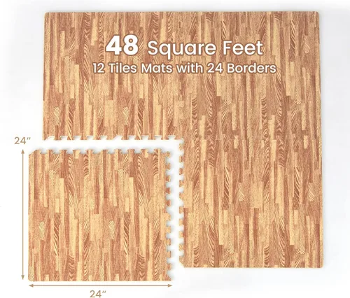 Miniatura 5 de Tangkula Alfombrillas de espuma de 24 azulejos con borde, 96 pies cuadrados de EVA entrelazadas para equipo de ejercicio, tapetes elásticos de juego
