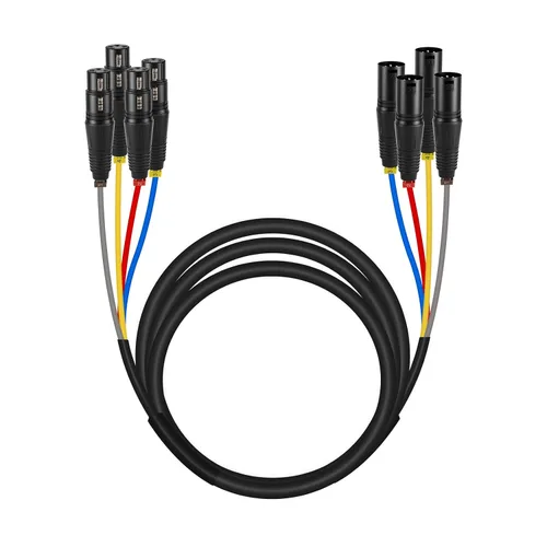 Miniatura 7 de Phenyx Pro PCBL-4IN1-3 - Cable de serpiente XLR de 4 canales, cable de conexión XLR macho a hembra con cobre OFC, cable divisor de 3 pies, cable