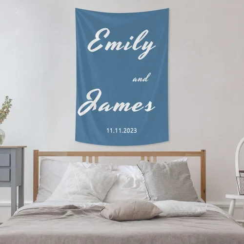 Miniatura 3 de Tapiz de boda personalizable con nombre y foto, colgante de pared personalizado para boda, tapiz de pared personalizado, decoración del hogar, tapiz