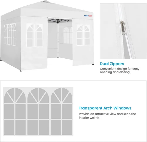 Miniatura 6 de Yaheetech Tienda de campaña desplegable de 10 x 10 pies con 4 paredes laterales y configuración de un solo empuje y bolsa enrollable, tienda