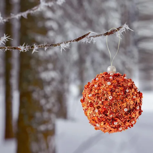 Miniatura 3 de Adornos de bola de Navidad de 4.25 pulgadas, juego de 4 piezas inastillables, decoración de árbol de Navidad para árboles de Navidad, bodas, Naranja