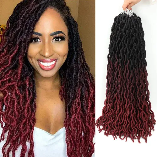 Miniatura 29 de Eliza Rastas gitanas onduladas de 18 pulgadas, cabello de ganchillo suave, 6 paquetes de trenzas sintéticas de diosa, raíces africanas, extensiones