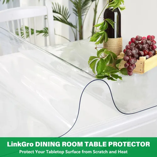 Miniatura 2 de Protector de plástico transparente de 32 x 32 pulgadas, 0.059 in, protector de mesa de comedor, mantel cuadrado de PVC, tapete de plástico