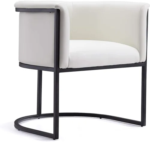 Miniatura 14 de Manhattan Comfort Bali - Silla de comedor de piel sintética, diseño Art Deco moderno con silueta escultórica, marco de metal, cojines acolchados