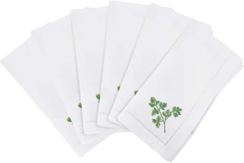 Miniatura 52 de Juego de 6 servilletas bordadas de magnolia hechas a mano con borde cosido