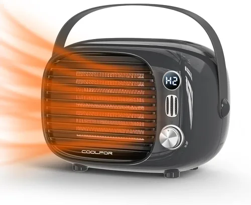 Miniatura 8 de Calentador de Espacio Coolfor, Calentador de Escritorio Pequeño de 800W/500W con Control de Temperatura, Ventilador de Calefacción de Escritorio