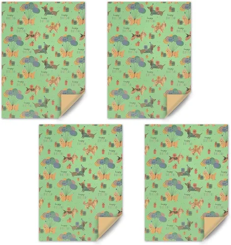 Miniatura 3 de Apol Papel de regalo de feliz cumpleaños, papel de regalo para cachorros, 4 hojas plegadas, papel de estraza para niños, niñas, mujeres, hombres