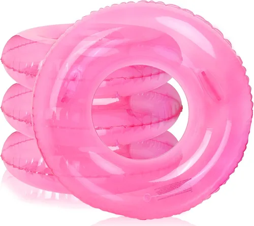FYSUIMU 4 flotadores inflables para piscina con asas, anillos de natación rosa transparente, tubos de piscina para adultos, adolescentes, piscina de