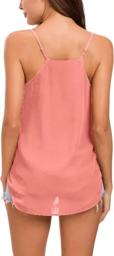 Miniatura 76 de Camiseta de chifón con tirantes delgados ajustables y cuello en V