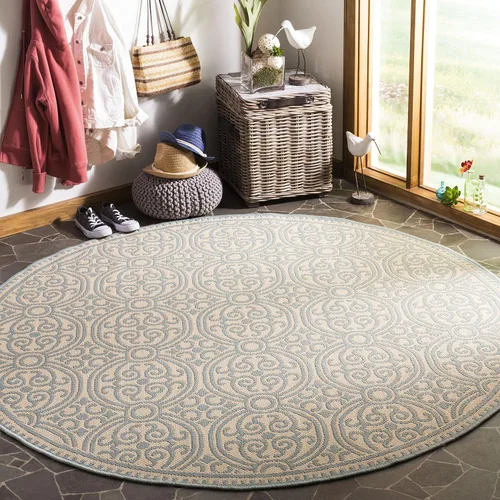 Miniatura 24 de SAFAVIEH Alfombra lavable para exteriores Linden Collection - 4 x 6 pies, aguamarina y crema, no desprende pelusa y fácil de limpiar, ideal