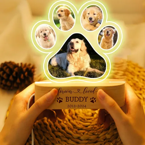 Miniatura 4 de LOVELYPOD Luz nocturna personalizada con foto de perro, regalo conmemorativo para perros, placa conmemorativa para mascotas, regalo de foto