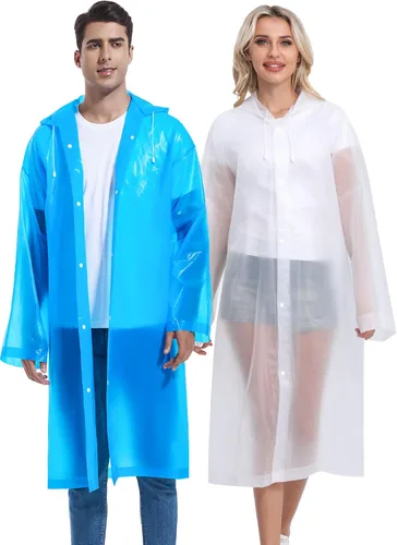 Miniatura 52 de 2 abrigos de lluvia de Borogo para adultos, chaquetas de lluvia reutilizables para hombres y mujeres