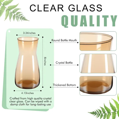 Miniatura 2 de Thenshop 10 Piezas Jarrones de Flores Transparentes de 8'' de Alto Boca Ancha Cristal de Vidrio Bohemio Decorativo para Centros de Mesa Jarrones