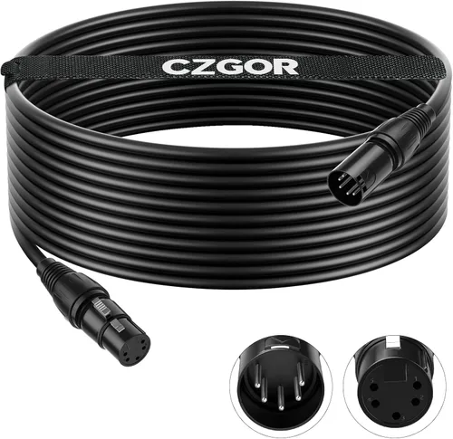 Cable DMX de 5 pines de 25 pies, cable DMX flexible de 5 pines XLR macho a hembra, cable de 5 pines para luces de escenario, señal DMX512, cables de