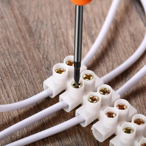 Miniatura 6 de Weewooday Juego de 10 tiras de terminales de 12 posiciones de doble fila de tornillos blancos de 10 a 380 V, bloque de barrera eléctrica