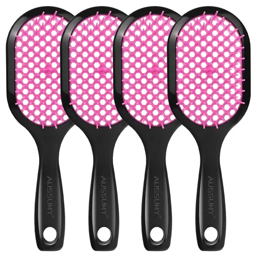 Miniatura 18 de Paquete de 4 cepillos de cabello desenredante ventilados – Cepillo desenredante con cerdas suaves para sin esfuerzo – Ideal para cabello húmedo seco