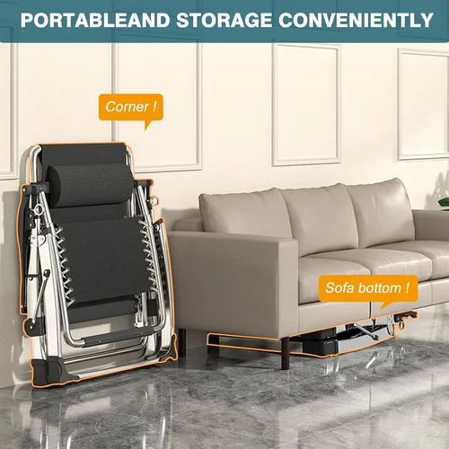 Miniatura 4 de MOPHOTO Cómoda silla plegable para sala de estar, silla reclinable plegable con colchón para interiores y exteriores, silla de ocio, sillas Pewter