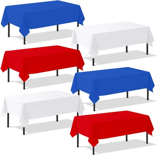 Miniatura 9 de Paquete de 3 manteles de plástico desechables de 54 x 108 pulgadas, color morado claro, azul claro, rosa claro, para mesas de 6 a 8 pies, fiestas