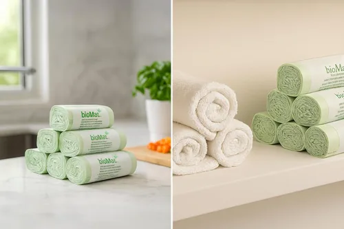 Miniatura 5 de bioMat Bolsas de basura compostables de 3 galones, 125 unidades, pequeñas bolsas de basura de cocina con parte superior plana, certificado BPI, CMA