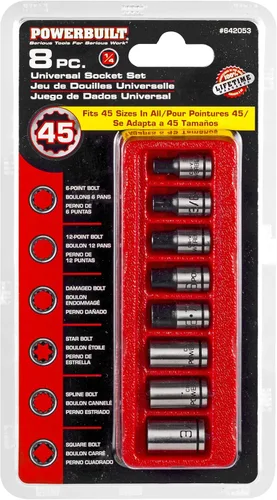 Miniatura 6 de Powerbuilt Juego de zócalos universales de ranurado Spline de 8 piezas de 1/4 de pulgada con acabado dual – Compatible con sujetadores SAE