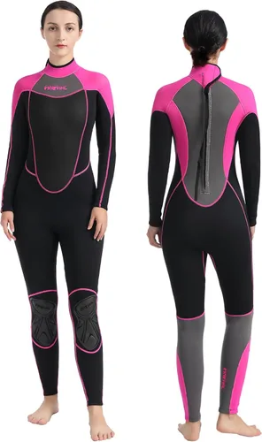 Miniatura 7 de Traje de neopreno de 0.118 pulgadas para mujer, natación en agua fría con cremallera trasera, adecuado para buceo, natación, surf, esnórquel y otros