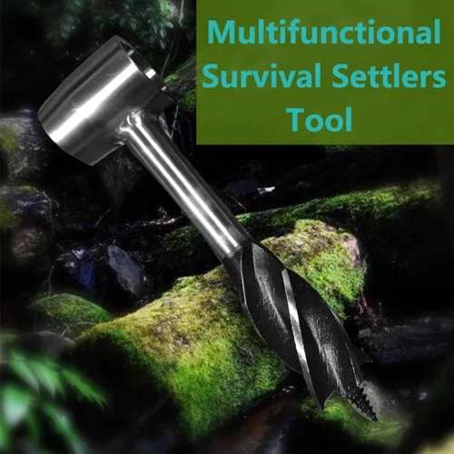 Miniatura 4 de Survival Settlers Tool Bushcraft - Llave de taladro manual de ojo escocés para madera, herramienta de supervivencia con bolsa de cuero y gancho