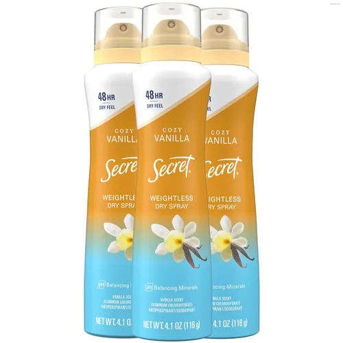Miniatura 11 de SECRET - Desodorante antitranspirante en aerosol para mujeres, 48 horas de protección sin peso contra el sudor y el olor, suave para la piel, aroma