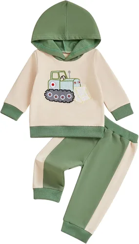 Miniatura 203 de Conjunto de ropa de otoño e invierno para bebé y niño, sudadera larga con capucha y pantalones para niños pequeños, 6, 12, 18, 24 meses, 2T