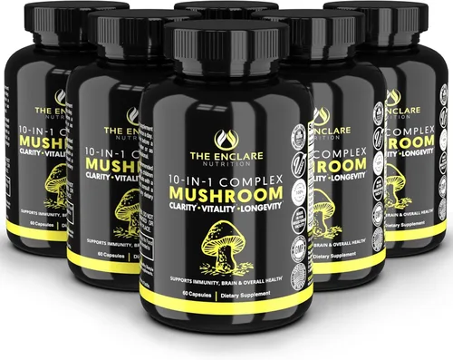 Miniatura 14 de THE ENCLARE NUTRITION Suplemento de hongos Complejo 10 en 1 Apoyo Inmunológico Melena de Leones, Reishi, Cola de Pavo, Cordyceps, Chaga, Maitake