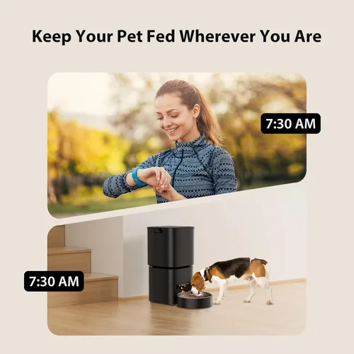Miniatura 7 de Comedero automático para gatos, 5 l/21 tazas, alimentador automático para mascotas, alimentador automático de doble potencia, dispensador
