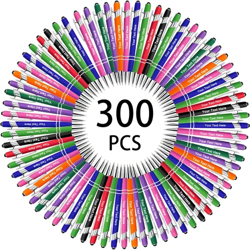 Miniatura 113 de Hasta 500 bolígrafos personalizados a granel, bolígrafo grabado personalizado con punta de lápiz capacitivo, carcasa multicolor retráctil, bolígrafo
