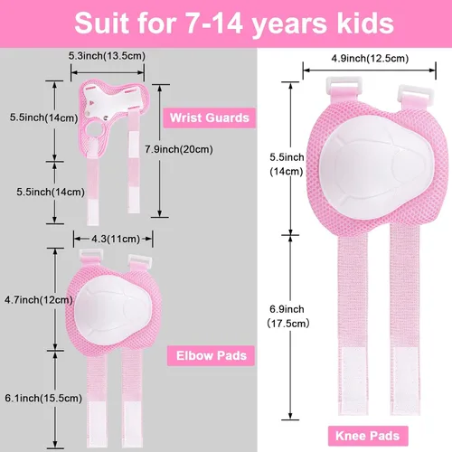 Miniatura 5 de Juego de rodilleras y coderas para niños y jóvenes con protector de muñeca 3 en 1 para niños de 3 a 14 años para patineta, esquí, ciclismo, ciclismo