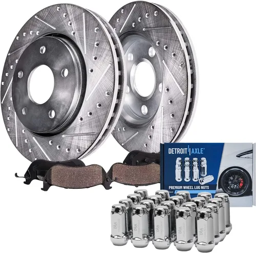 Miniatura 32 de Detroit Axle - Kit de freno delantero para Hyundai Nexo 2019-2024, rotores de freno perforados y ranurados, pastillas de freno de cerámica