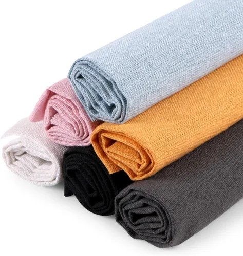 Miniatura 6 de BENBO - Tela de costura de lino, 7 piezas de tela bordada de lino de colores surtidos, tela de punto de cruz para prendas de vestir, manualidades