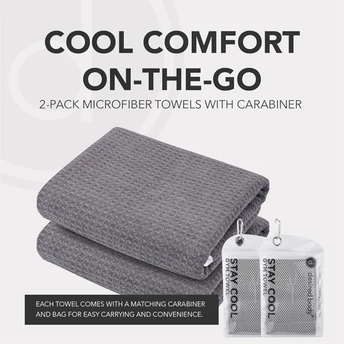 Miniatura 3 de Toallas refrescantes de microfibra para cuello y cara, paquete de 2 toallas de malla de secado rápido de 44 x 16.5 pulgadas para entrenar con bolsa