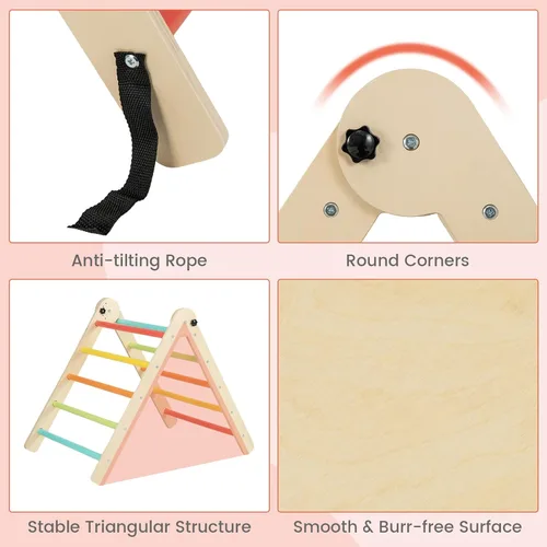Miniatura 4 de Costzon Juguetes de escalada para niños pequeños, 4 en 1 plegables de madera Montessori para niños, juguetes de escalada triangulares con rampa