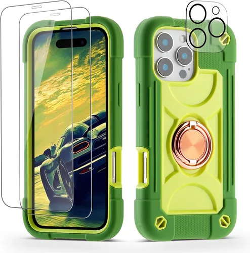 Miniatura 68 de Funda para iPhone 11 de 6.1 pulgadas con soporte de anillo, con 2 protectores de pantalla de vidrio, resistente a los golpes, resistente a