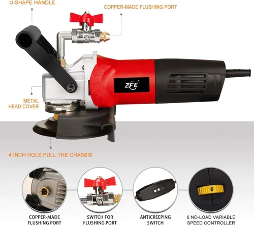 Miniatura 3 de 800W/110V Pulidora/Lijadora de Velocidad Variable de 4 Pulgadas en Húmedo y Almohadillas de Pulido de Diamante para Granito Pulidoras de Hormigón