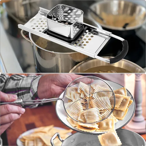 Miniatura 7 de QWORK Juego de Spaetzle Maker de acero inoxidable con mango de agarre cómodo y colador de araña