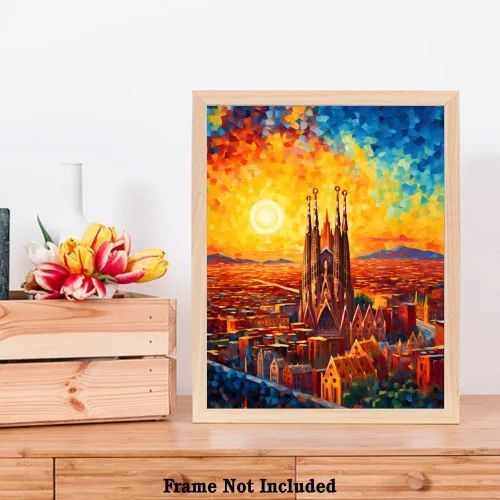 Miniatura 7 de Bestbuddy Pet 8x10 sin marco noche estrellada inspirada Sagrada Familia Barcelona España sitio histórico católico punto de referencia mundial Europa
