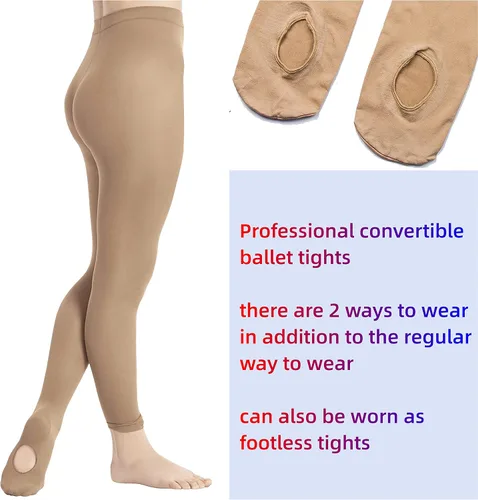 Miniatura 2 de DIPUG 3 pares de mallas de ballet convertibles para niñas (niñosniños)