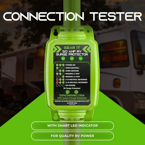 Miniatura 2 de GEARit Protector de sobretensiones RV de 50 AMP - Analizador de circuito, protector/monitor de voltaje con protección contra sobretensiones
