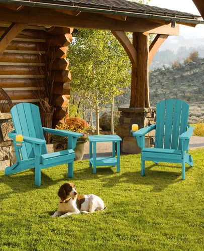 Miniatura 7 de SERWALL Silla Adirondack plegable ajustable, silla Adirondack reclinable con portavasos, Aruba