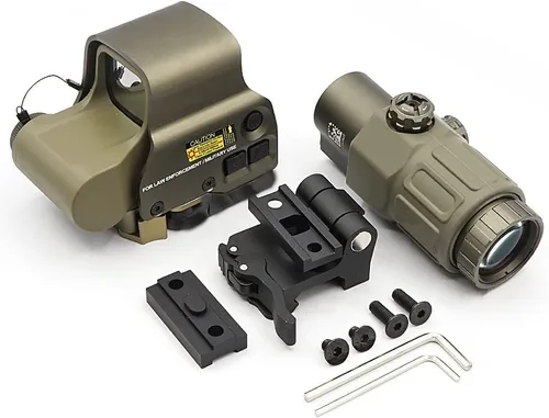 Miniatura 2 de 558 Green Red Dot Reflex Sight + G33 3X Lupa Combo, mira híbrida holográfica óptica con lupa G33, multiplicador de liberación rápida Canela