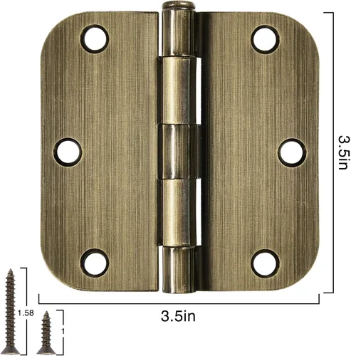 Miniatura 60 de Paquete de 30 bisagras redondeadas con radio de 5/8", de hierro, planas, herrajes para puertas, decoración de puertas dobles, habitación, oficina