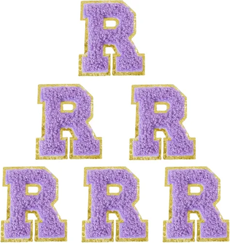 Miniatura 88 de 6 piezas de parches de letras de chenilla autoadhesivas, parches de letras preppy de 2 pulgadas para bolsos, ropa y sombreros, grandes pegatinas